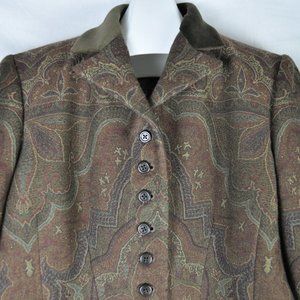 RALPH LAUREN Black Label jacquard print jacket blazer with velvet collar size 10